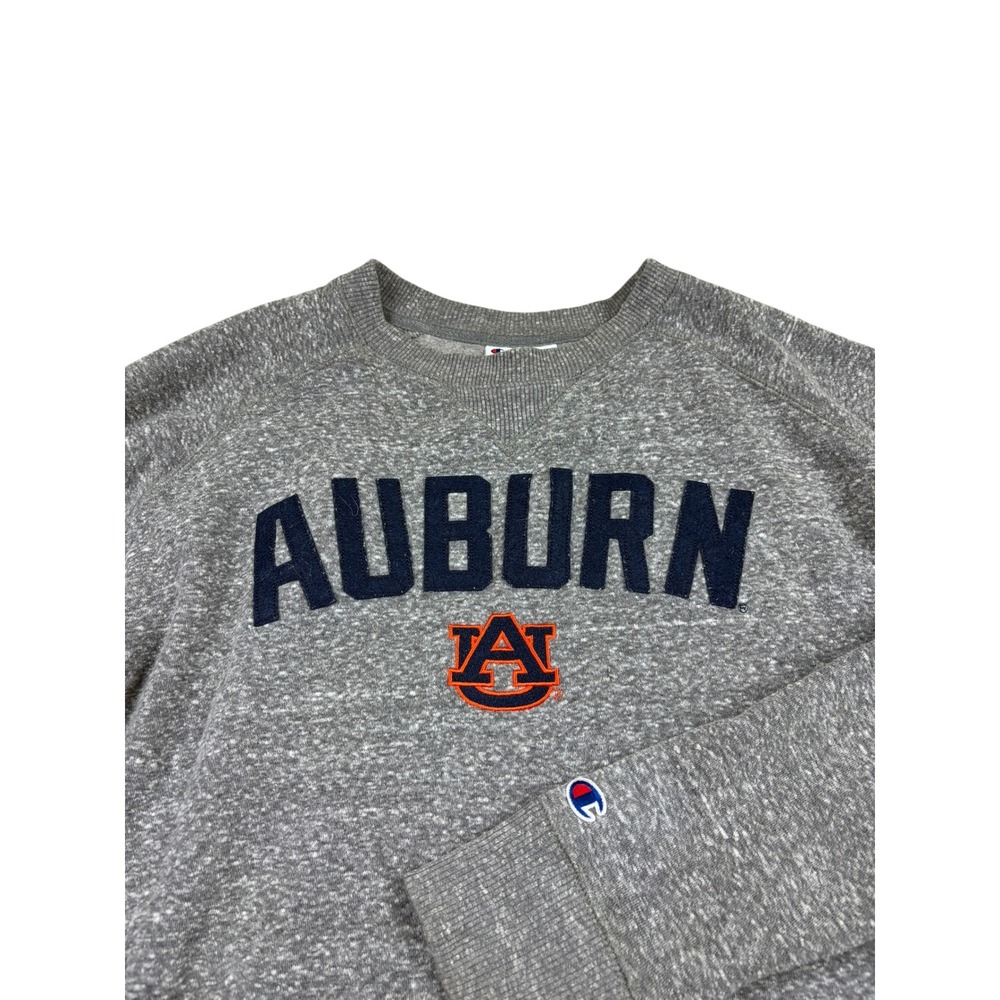 Champion Auburn Tigers Crewneck Sweatshirt Mens Large Heather Grey Raglan Fleece